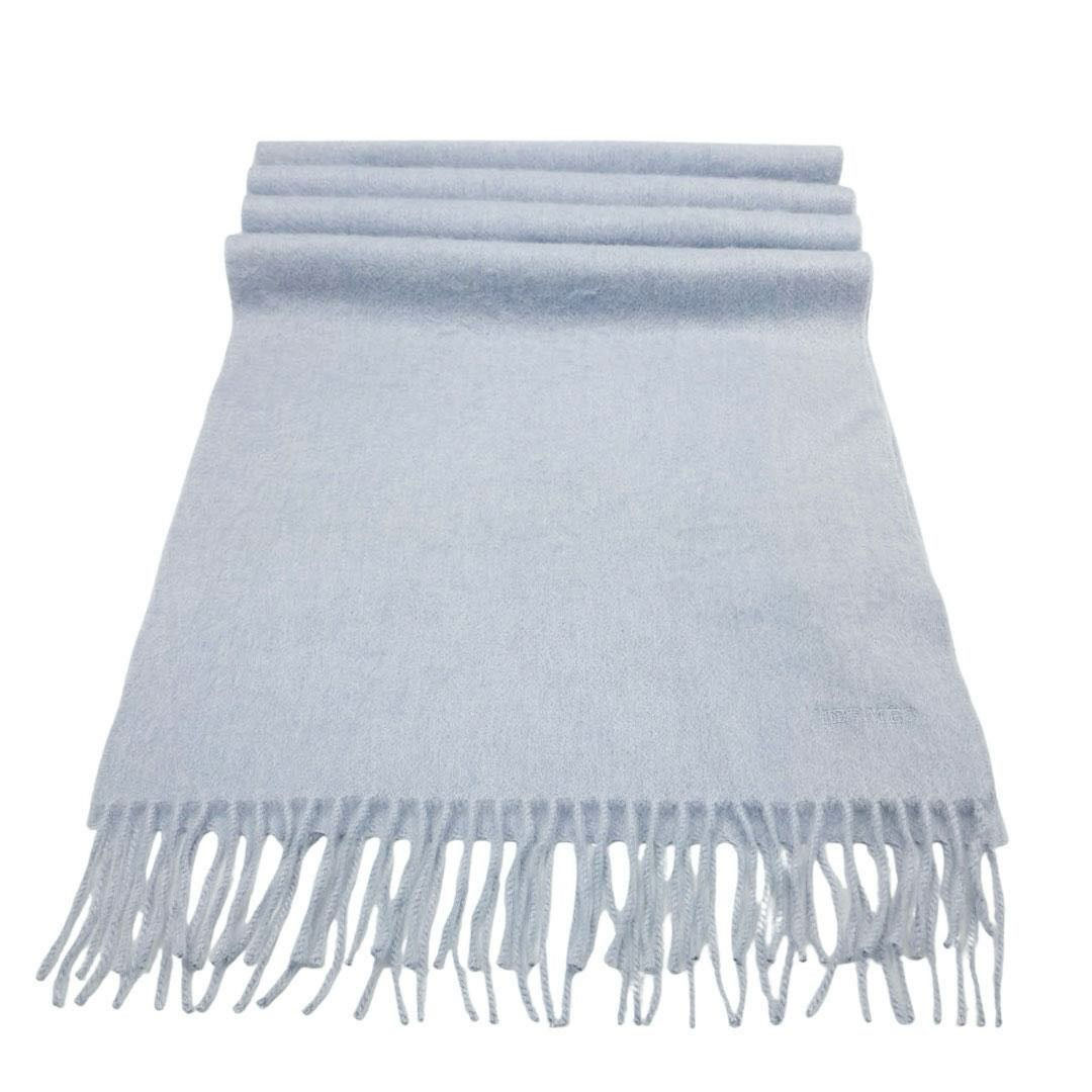 HERMES エルメス カシミヤマフラー 40×150cm ユニ・ブロデ グラシエ(ライトブルー系) 393622T 05