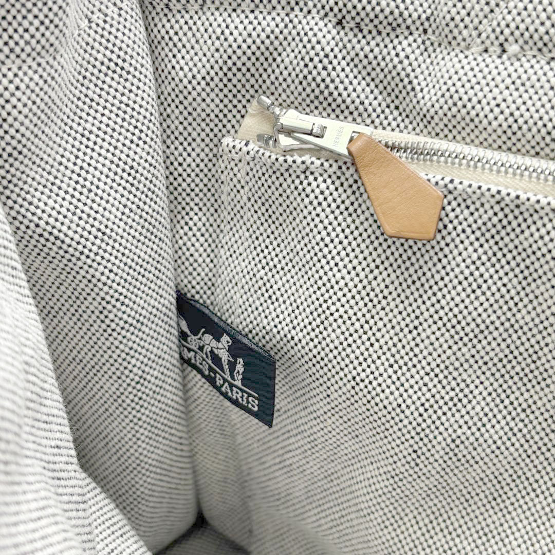 HERMES エルメス トートバッグ ニューフールトゥPM キャンバス グレー