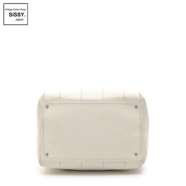 □シャネル□ チョコバー ハンドバッグ レザー ホワイト シルバー金具