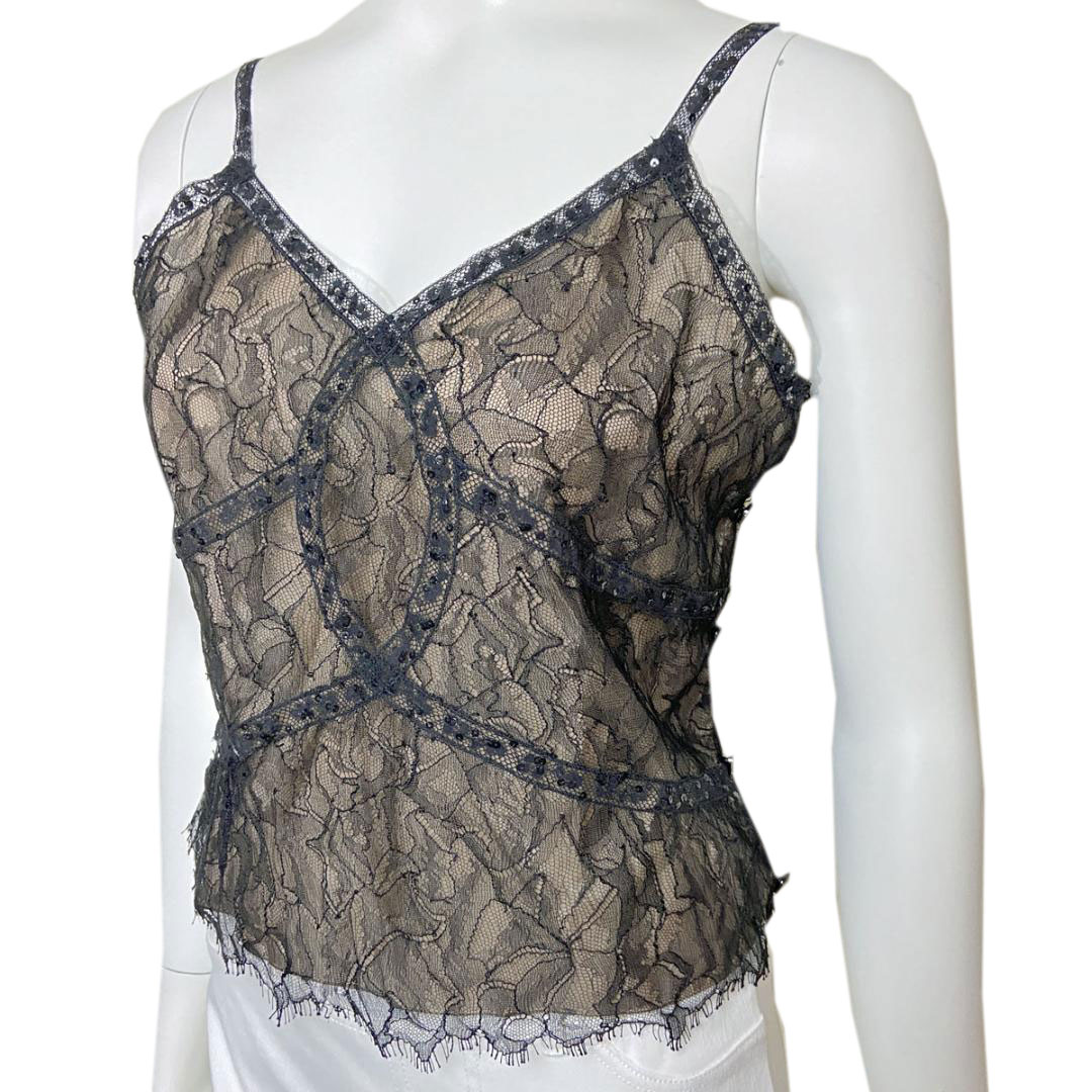 ■シャネル■ キャミソール レース スパンコール 38 ブラック/ベージュ 00T 【CHANEL】