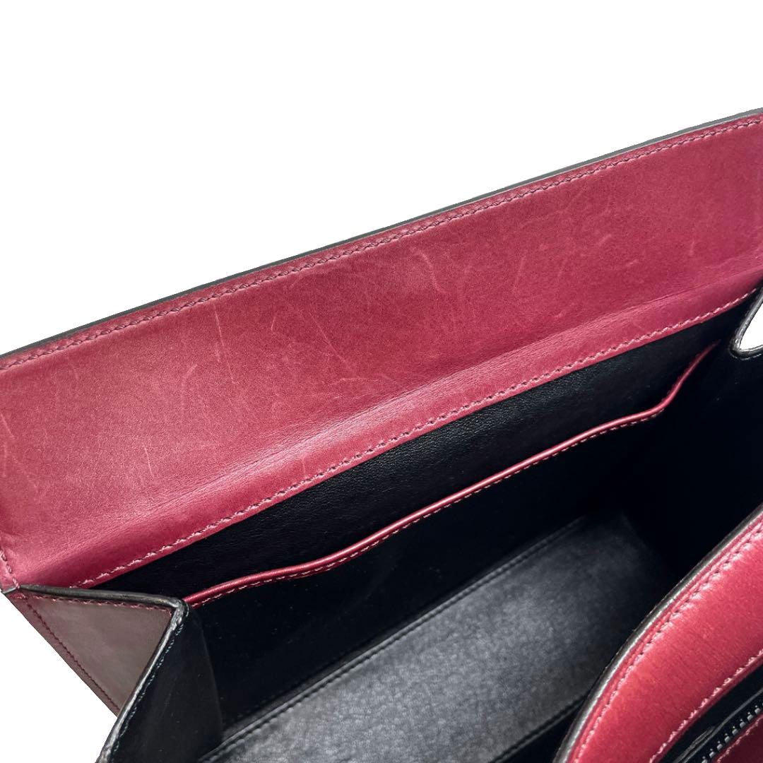 CELINE セリーヌ ヴィンテージ ワンショルダー ハンドバッグ レザー ボルドー ゴールド金具