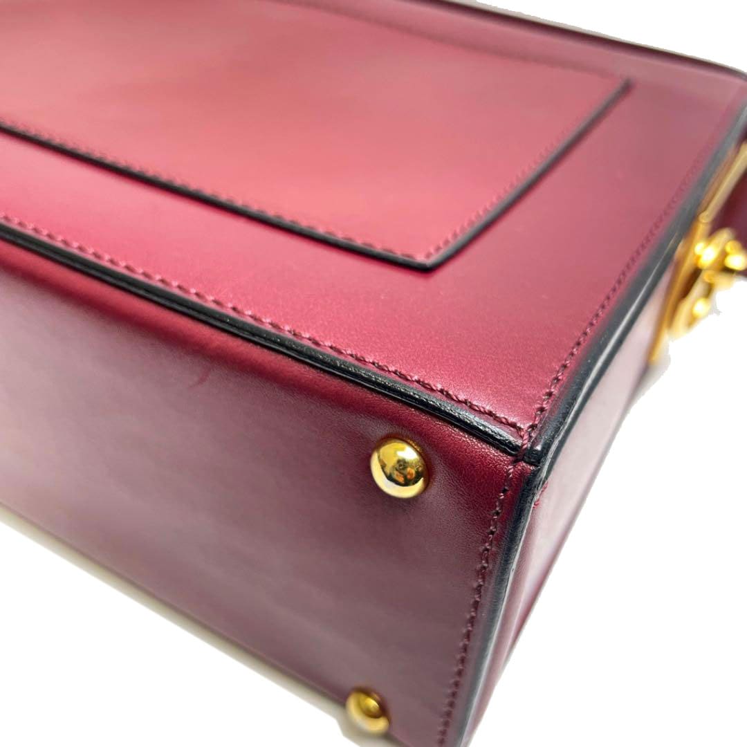 CELINE セリーヌ ヴィンテージ ワンショルダー ハンドバッグ レザー ボルドー ゴールド金具