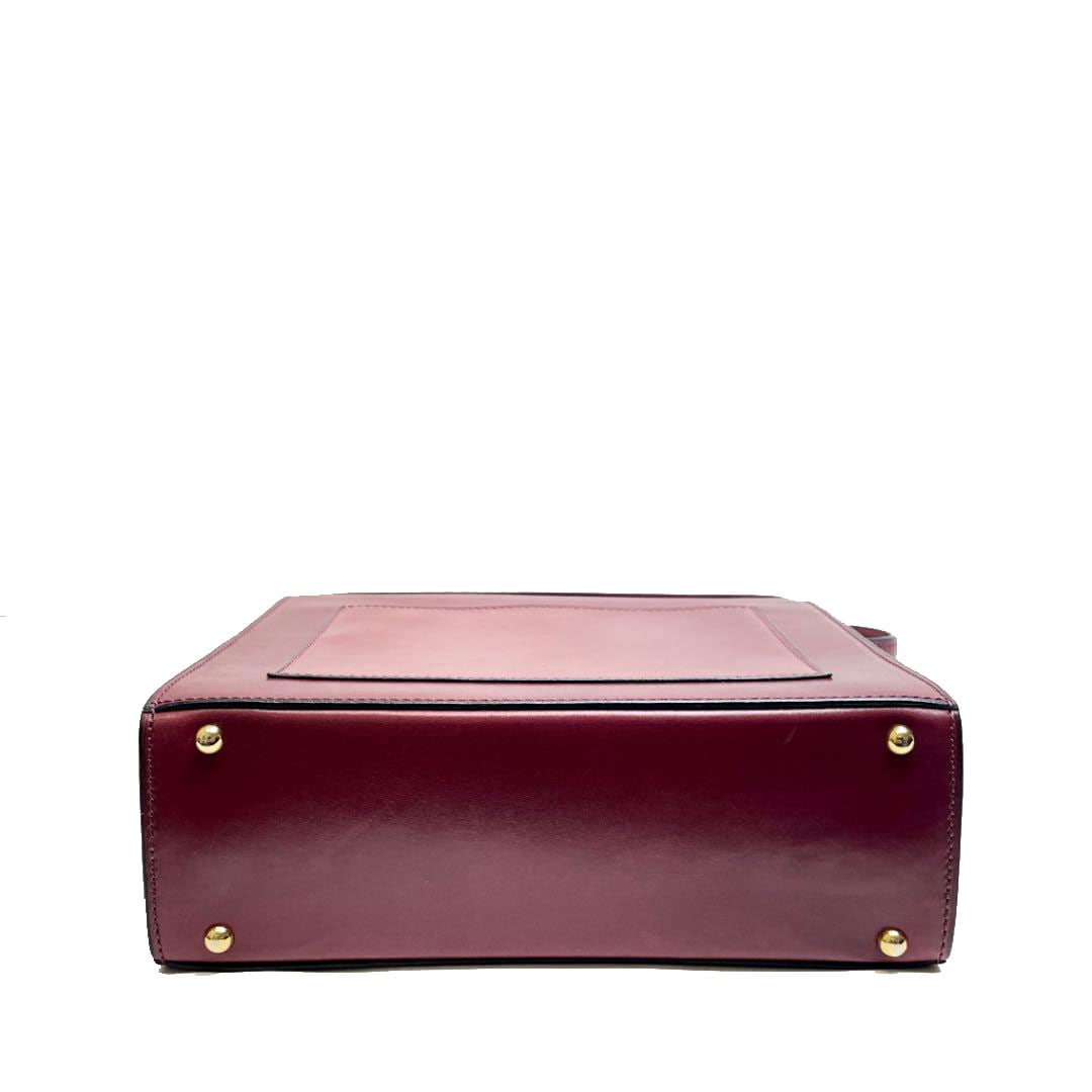 CELINE セリーヌ ヴィンテージ ワンショルダー ハンドバッグ レザー ボルドー ゴールド金具