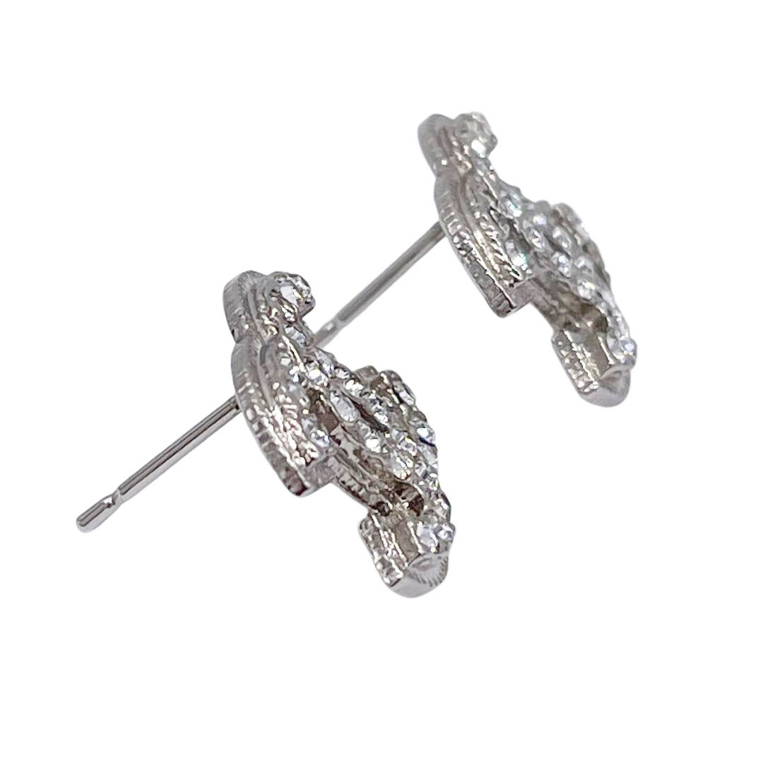 CHANEL シャネル ピアス ココマーク ラインストーン シルバー A12W