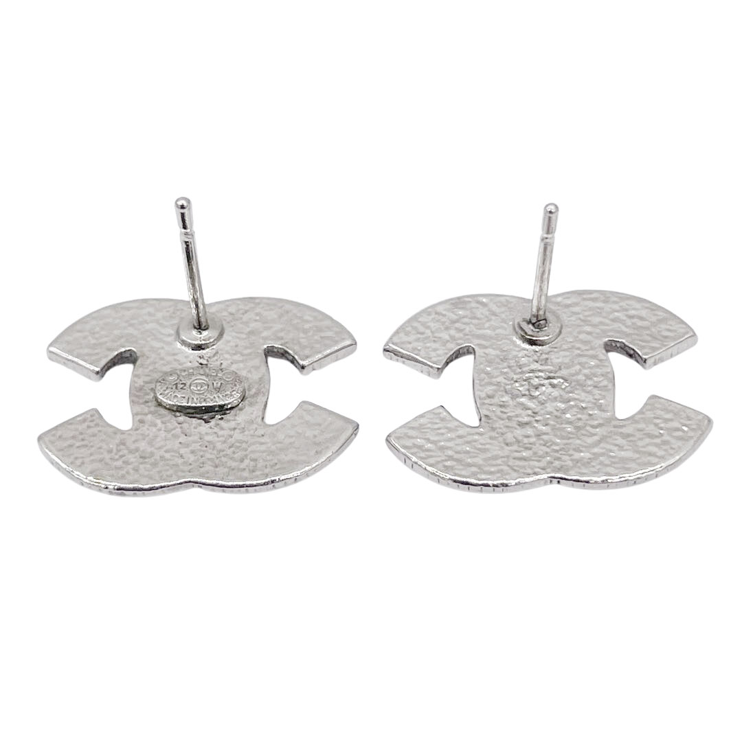 CHANEL シャネル ピアス ココマーク ラインストーン シルバー A12W