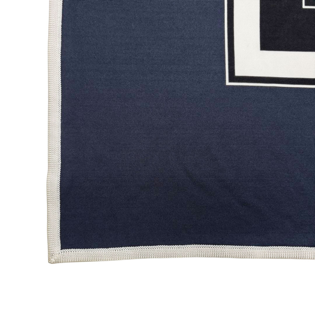 HERMES エルメス スカーフ スムーズカレ90 『EX-LIBRIS(エクスリブリス)』 シルクジャージー ブラック/ネイビー/ホワイト