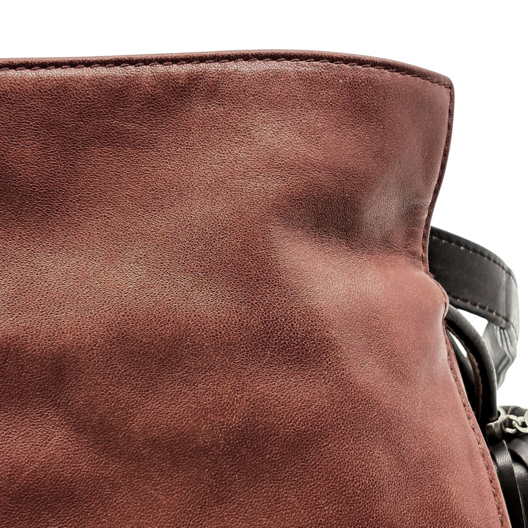LOEWE ロエベ ショルダーバッグ フラメンコ30 巾着 フリンジ ナッパレザー ブラウン/ダークブラウン/シルバー金具