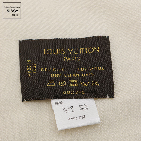 ■ルイ・ヴィトン■ ショール モノグラム ストール シルク ウール アイボリー ベージュ 【LOUIS VUITTON】