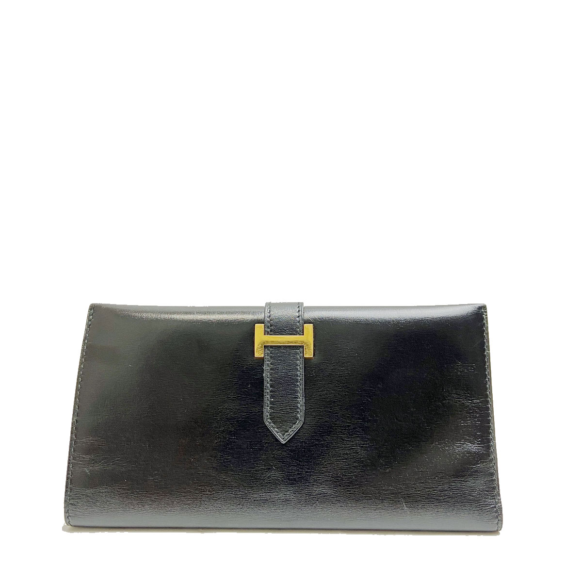 □エルメス□ ベアンクラシック 二つ折り長財布 カーフレザー ブラック  