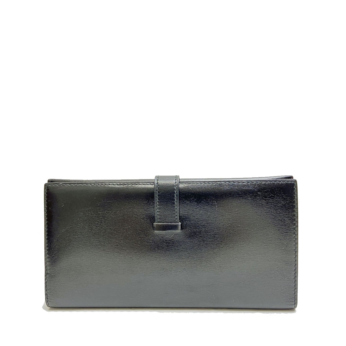 【美品】エルメス ベアンクラシック 二つ折り長財布 カーフ 黒 ○T刻印 □エルメス□ ベアンクラシック 二つ折り長財布 カーフレザー