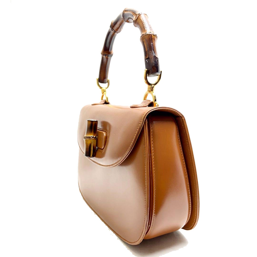 グッチ　ブランド　ブラウン　ハンドバッグ　バンブー　メンズ　レディース GUCCI グッチ オールドグッチ バンブー ターンロック