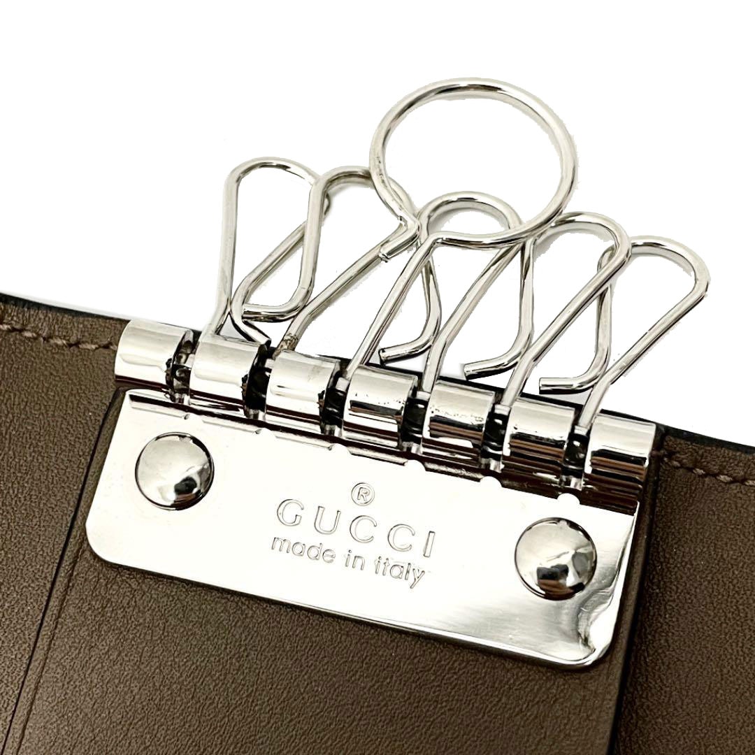 極美品 GUCCI グッチ 6連 キーケース グッチシマ シマライン レザー GUCCI グッチ 6連キーケース マイクログッチシマ レザー