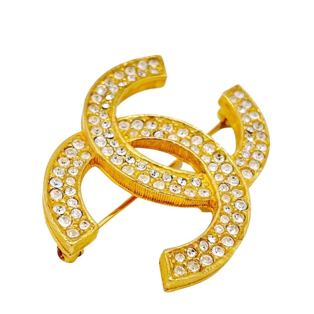 CHANEL シャネル ブローチ ココマーク ラインストーン ゴールド 174