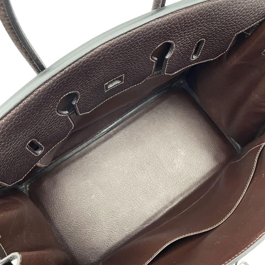 HERMES エルメス ハンドバッグ バーキン35 フィヨルド ダークブラウン シルバー金具 □G刻印