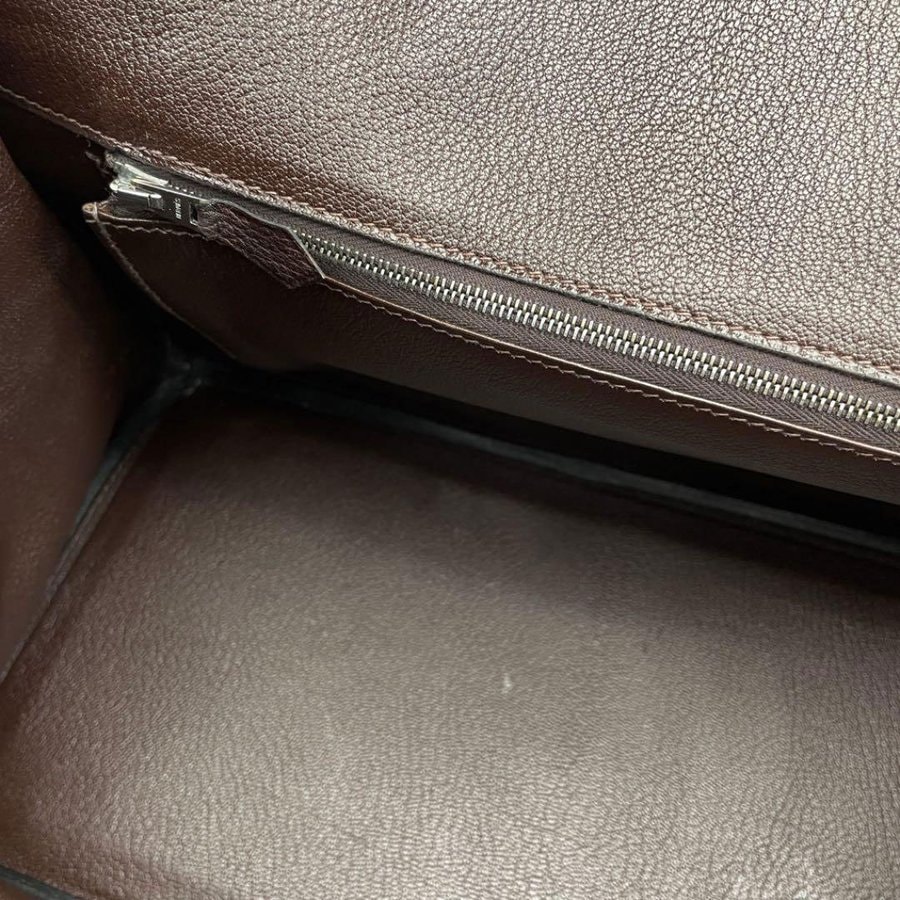 HERMES エルメス ハンドバッグ バーキン35 フィヨルド ダークブラウン シルバー金具 □G刻印
