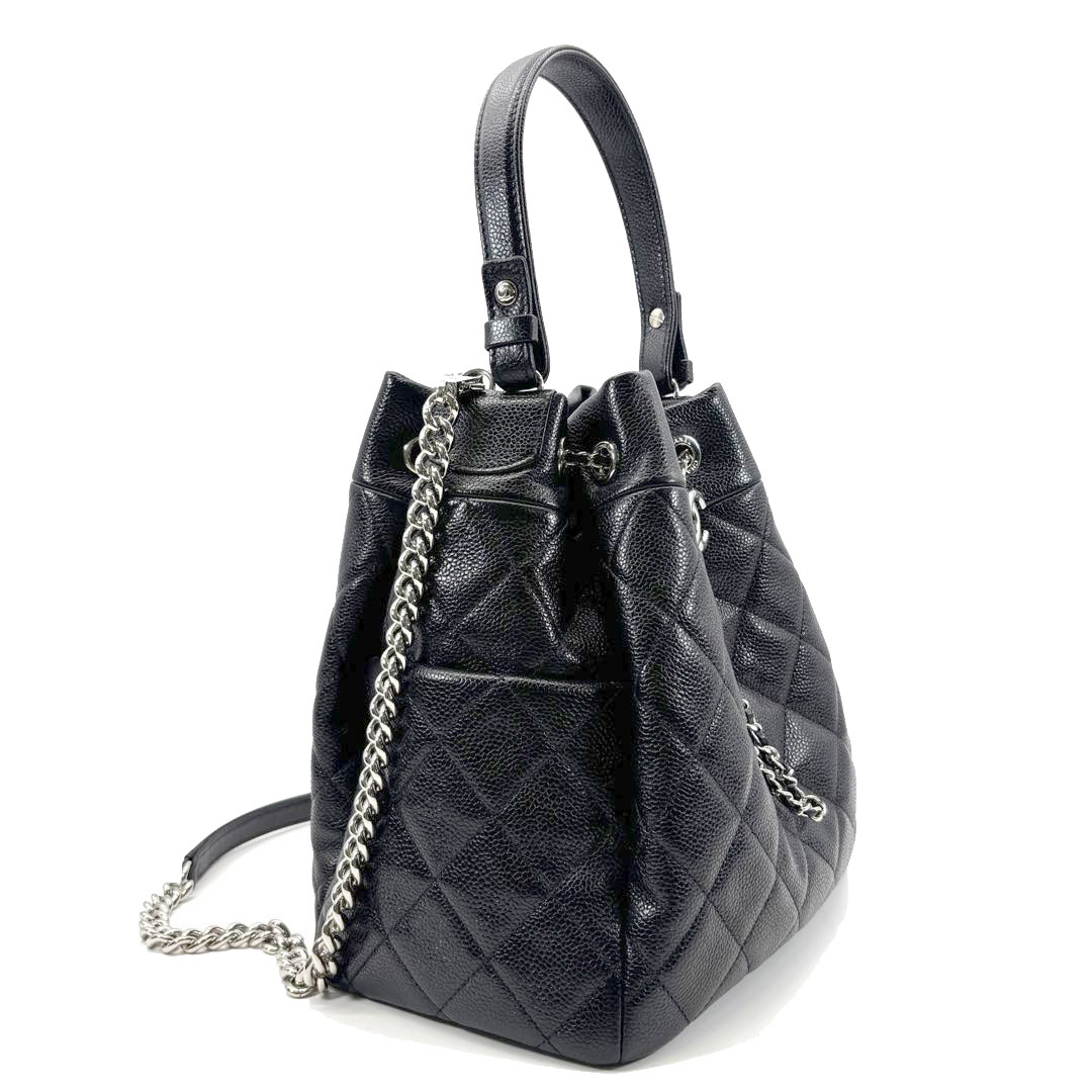 CHANEL シャネル 巾着型 2WAYチェーンショルダーバッグ キャビアスキン