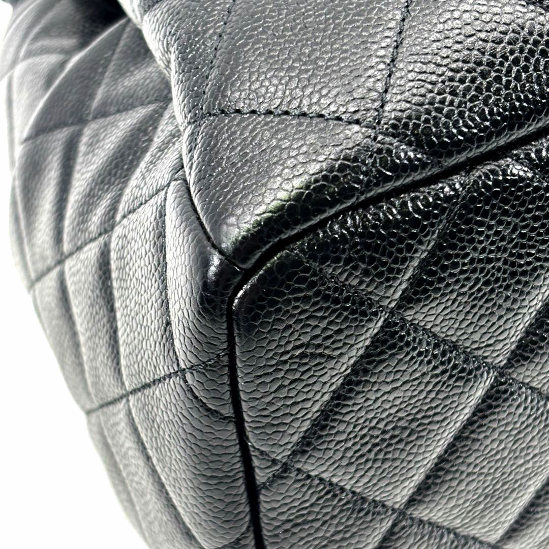 CHANEL シャネル 巾着型 2WAYチェーンショルダーバッグ キャビアスキン ブラック/シルバー金具 28番台 A91273