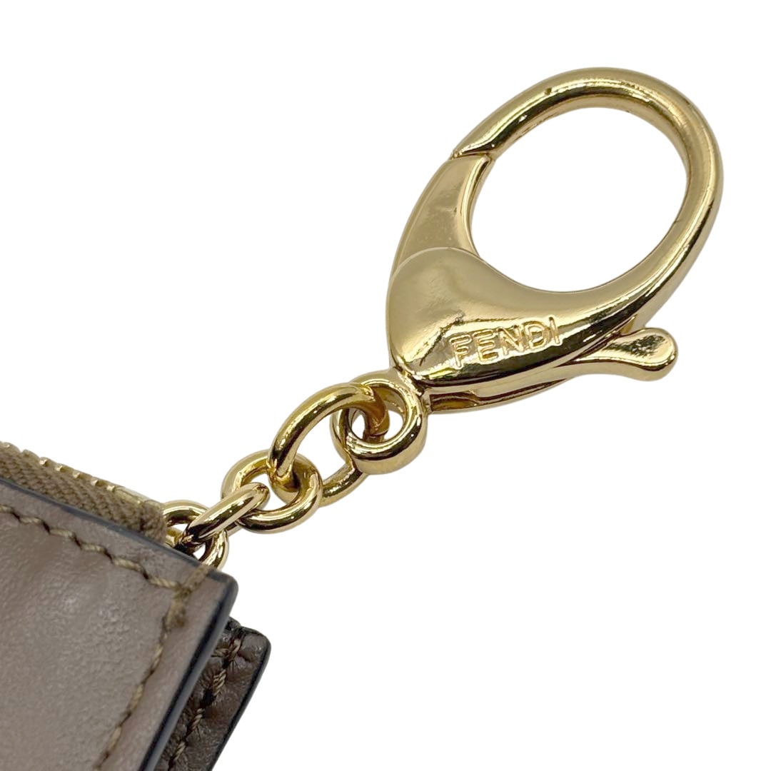 FENDI フェンディ フラグメントケース カードケース コインケース エフイズ FF柄 レザー ブラウン/ブラック 8AP161