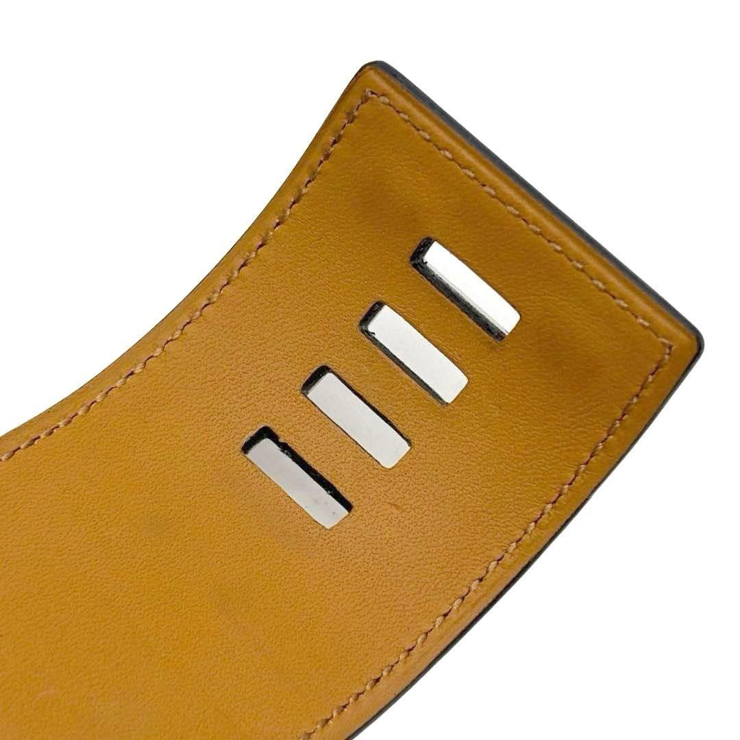 HERMES エルメス レザーブレスレット コリエドシアン Sサイズ ボックスカーフ ブラック/シルバー金具 X刻印