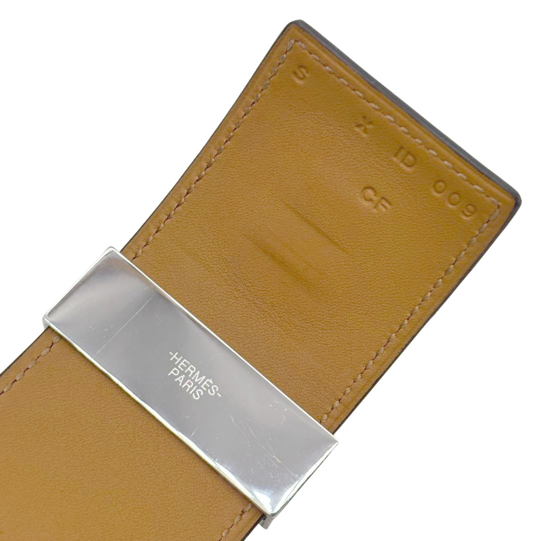 HERMES エルメス レザーブレスレット コリエドシアン Sサイズ ボックスカーフ ブラック/シルバー金具 X刻印