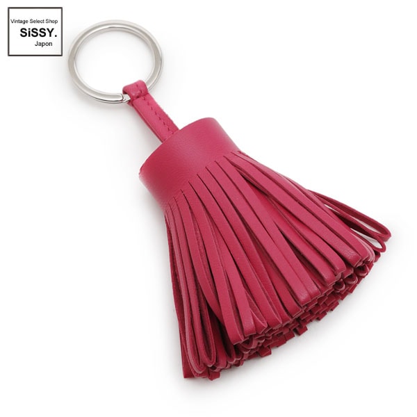 ■エルメス■ カルメン キーホルダー キーリング ラムスキン ローズショッキング 【HERMES】