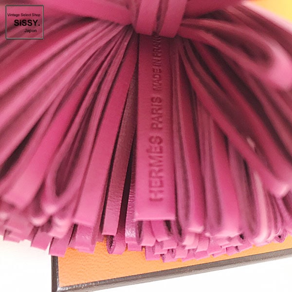 ■エルメス■ カルメン キーホルダー キーリング ラムスキン ローズショッキング 【HERMES】