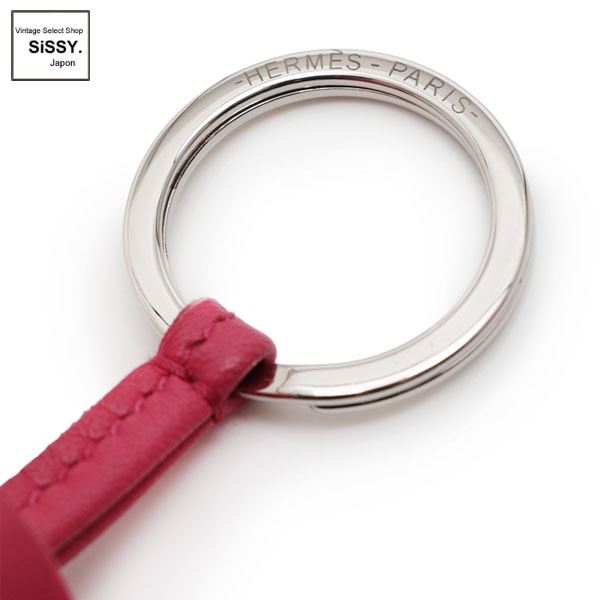 ■エルメス■ カルメン キーホルダー キーリング ラムスキン ローズショッキング 【HERMES】