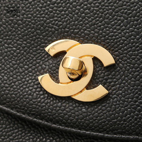 ■シャネル■ トリプルココマーク リュックサック チェーンバックパック キャビアスキン ブラック ゴールド金具  【CHANEL】