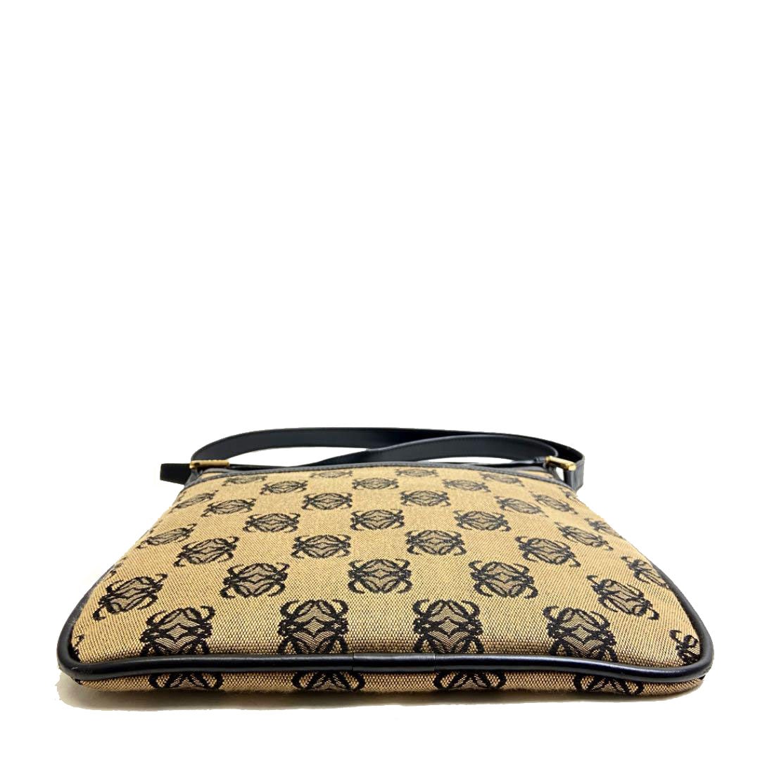 LOEWE ロエベ 斜め掛けショルダーバッグ アナグラム キャンバス ベージュ系 ブラック