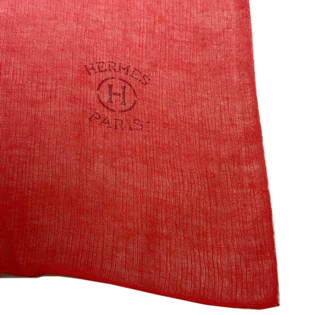 HERMES エルメス 大判ストール ショール カシミア シルク レッド ピンク パープル
