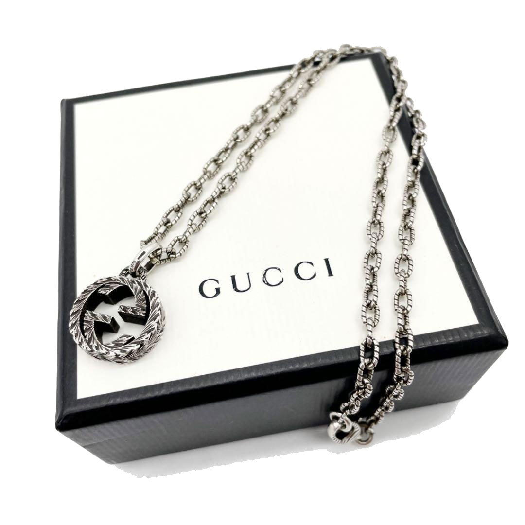 GUCCI★インターロッキングG テクスチャードチェーン ネックレス GUCCI グッチ インターロッキングG ペンダント ネックレス
