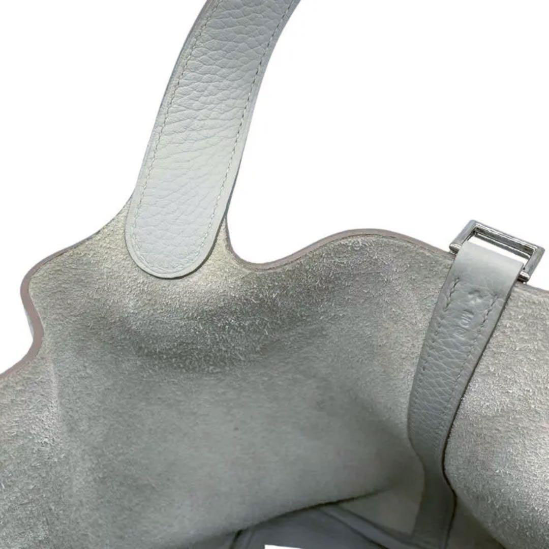 HERMES エルメス ピコタンロックMM ハンドバッグ トリヨンクレマンス パールグレー シルバー金具 □Q刻印