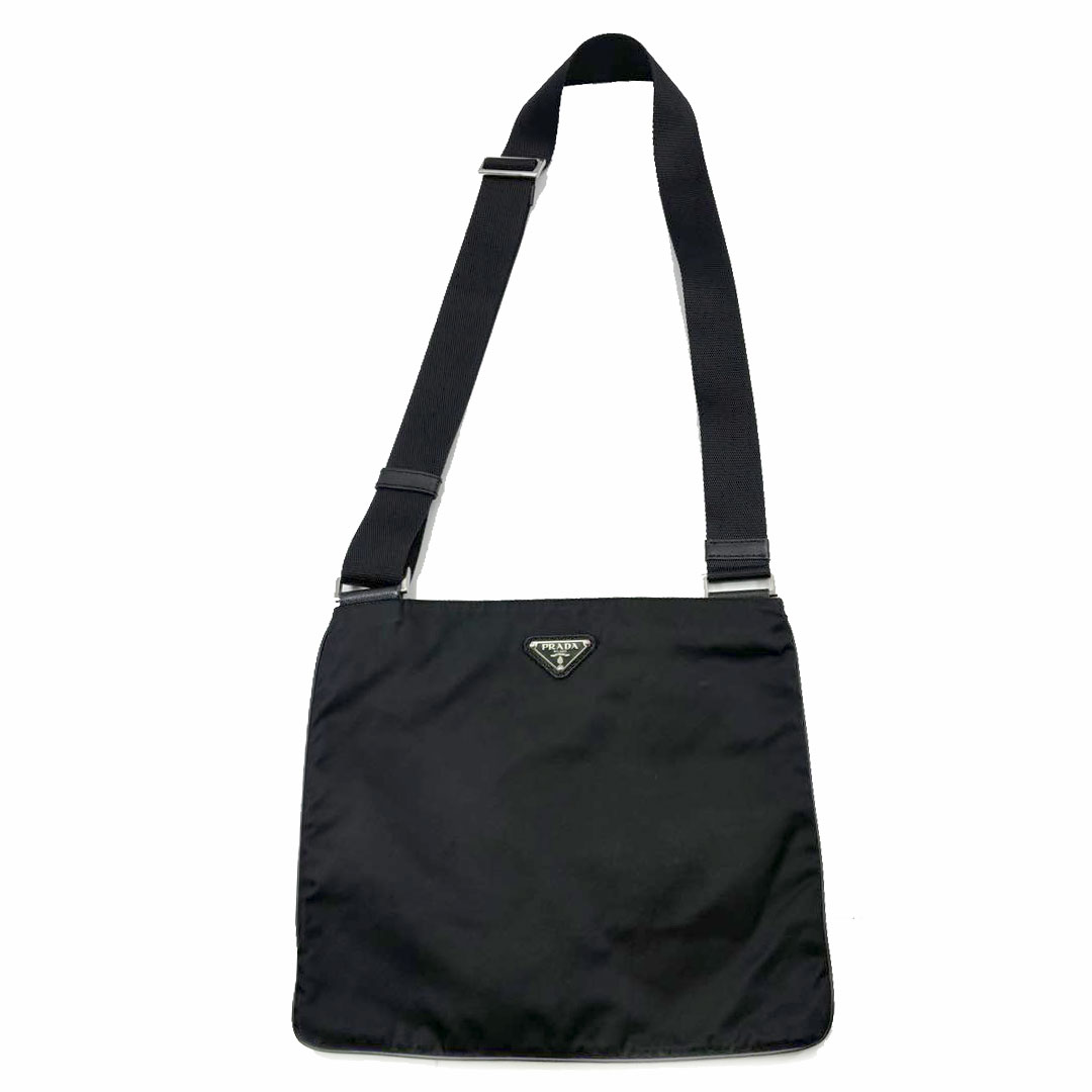 PRADA プラダ 斜めがけショルダーバッグ マチ無し テスートナイロン ブラック VA0053
