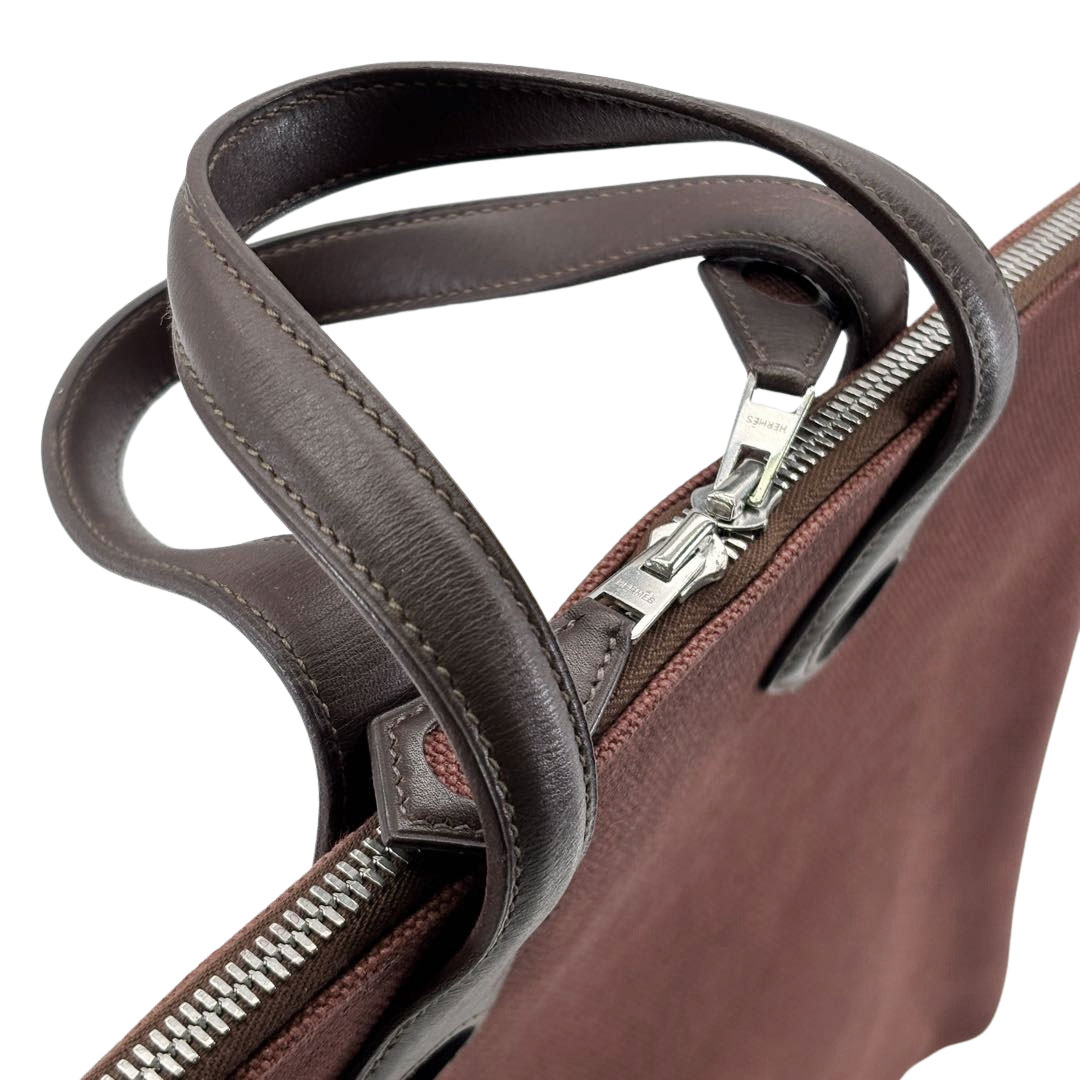 HERMES エルメス トートバッグ サックイブーMM トワルアッシュ ヴォースイフト ハバナ/エベンヌ □I刻印