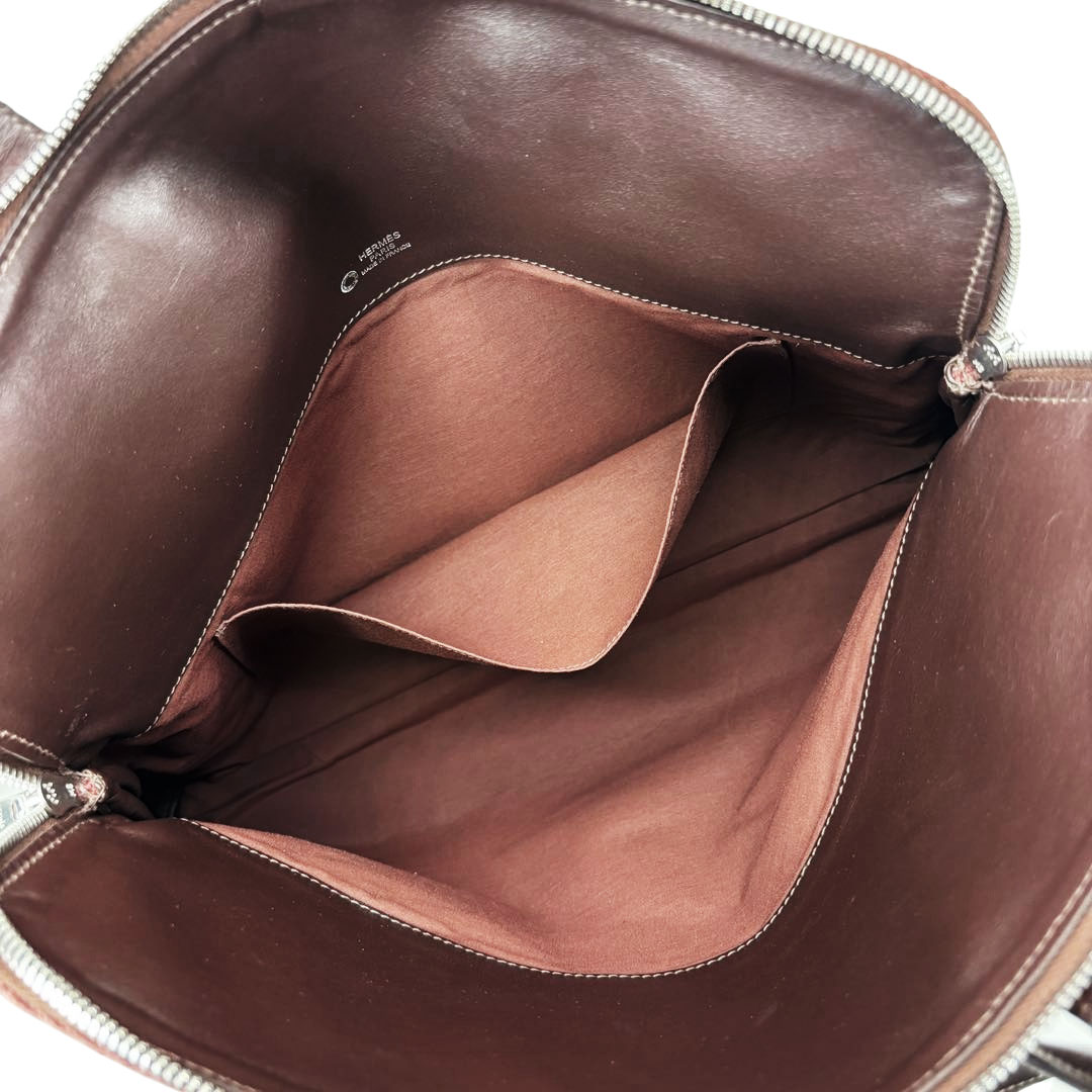 HERMES エルメス トートバッグ サックイブーMM トワルアッシュ ヴォースイフト ハバナ/エベンヌ □I刻印