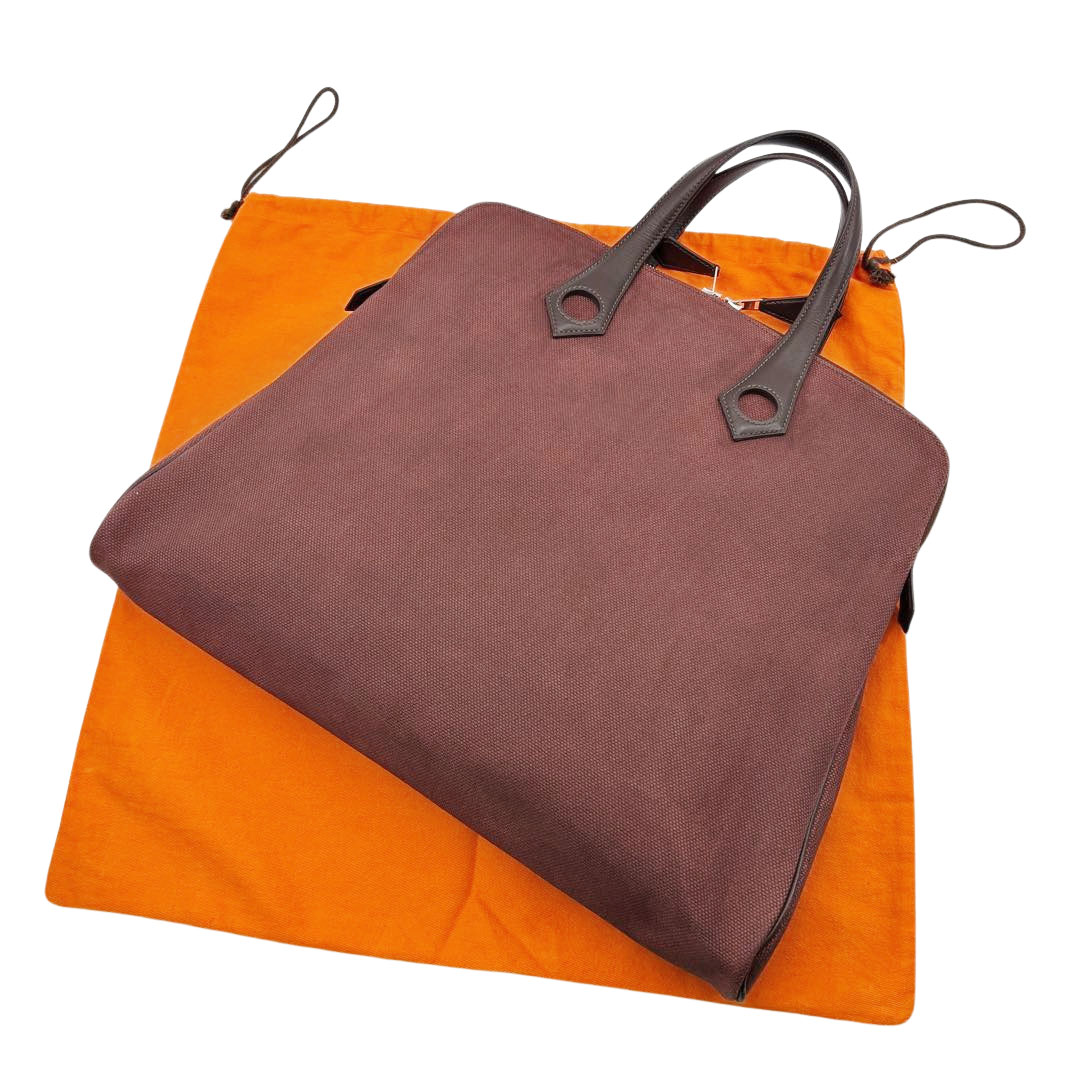 HERMES エルメス トートバッグ サックイブーMM トワルアッシュ ヴォースイフト ハバナ/エベンヌ □I刻印