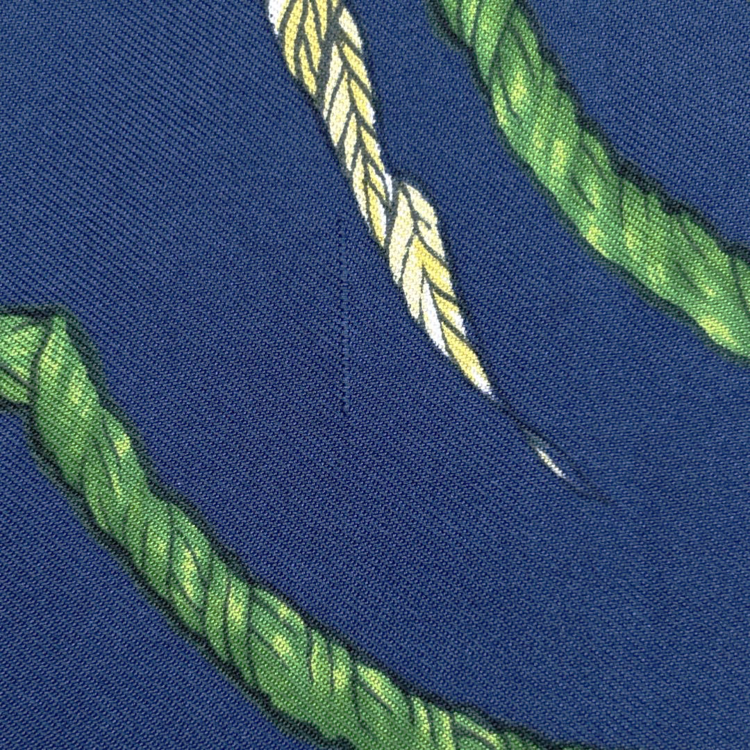 HERMES エルメス ヴィンテージスカーフ カレ90 『JOUVENCE(青春)』 シルク ネイビー/グリーン/イエロー系