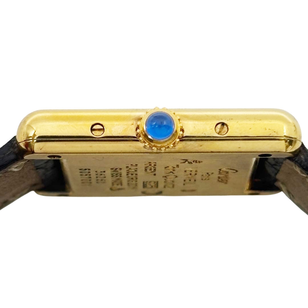 Cartier カルティエ レディース腕時計 マストタンクSM アラビア文字盤 QZ 925/レザー ゴールド/ブラック W1002954 5057001