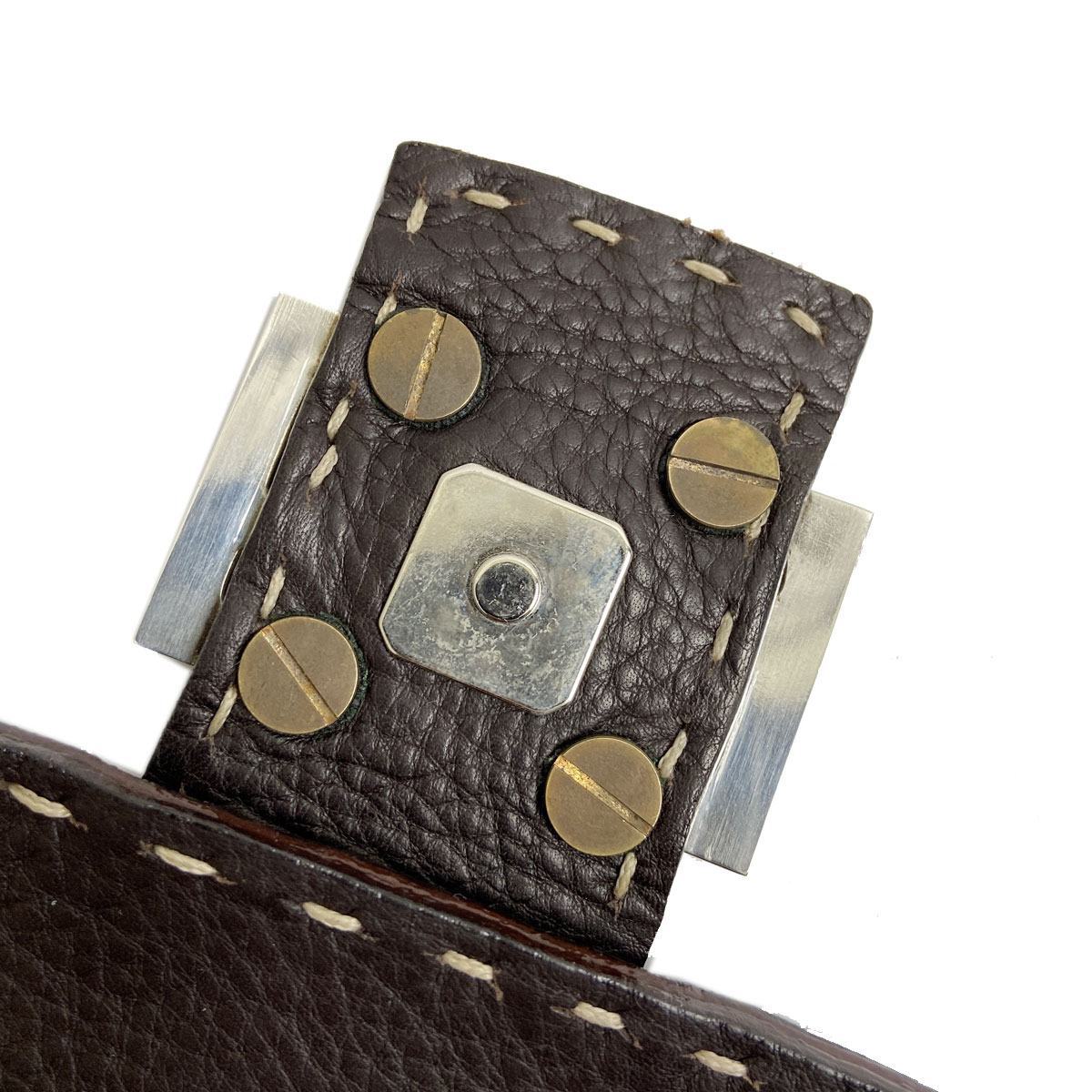 FENDI フェンディ マンマバケット ハンドバッグ セレリア レザー SV925 ブラウン