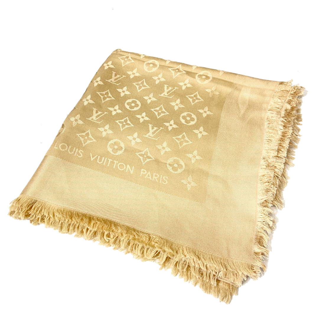 LOUIS VUITTON ルイヴィトン モノグラム・ショール デュンヌ(ベージュ) シルク ウール M71360