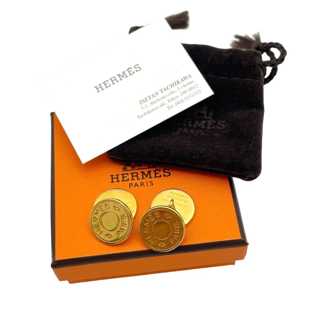 HERMES エルメス セリエ ゴールド カフリンクス HERMES エルメス セリエ ラウンドカフス カフリンクス ゴールド