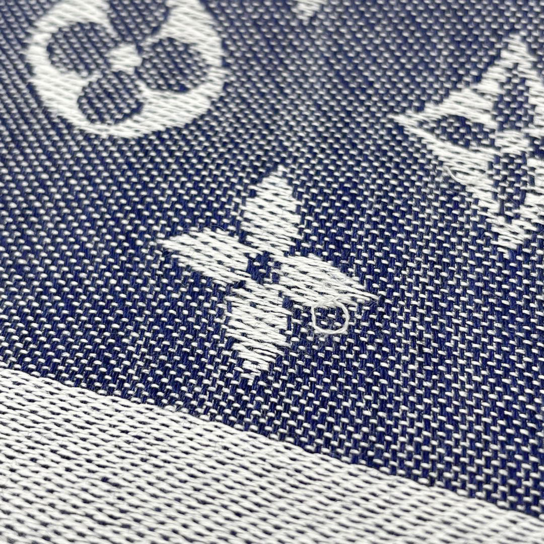 LOUIS VUITTON ルイヴィトン ショール・モノグラム デニム ブルー シルク/ウール M71376