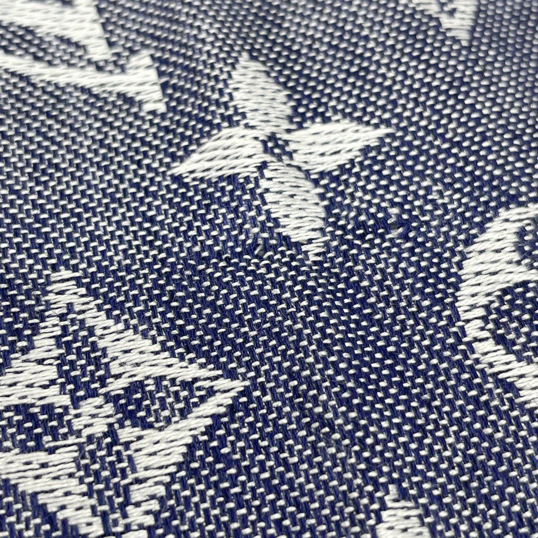 LOUIS VUITTON ルイヴィトン ショール・モノグラム デニム ブルー シルク/ウール M71376