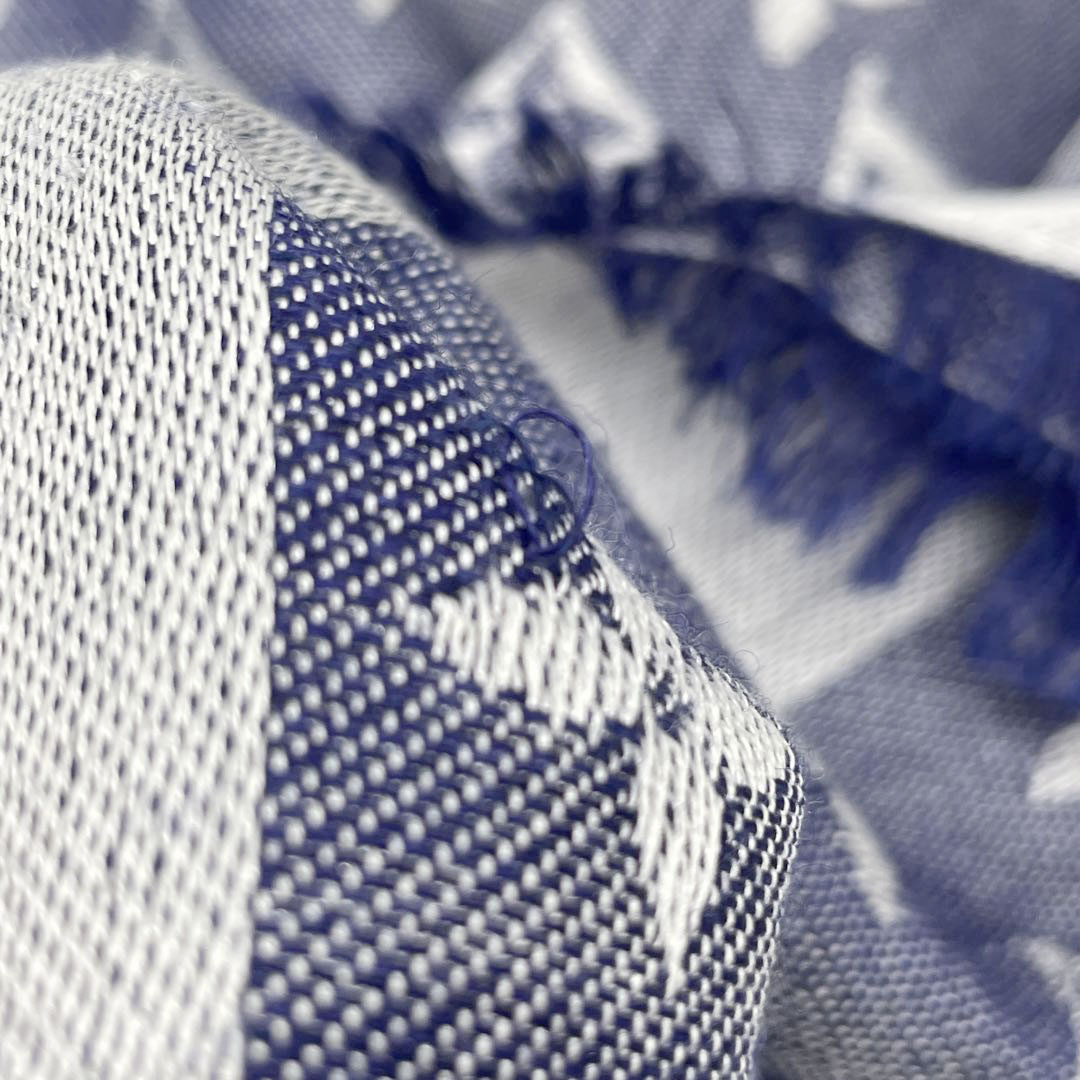 LOUIS VUITTON ルイヴィトン ショール・モノグラム デニム ブルー シルク/ウール M71376