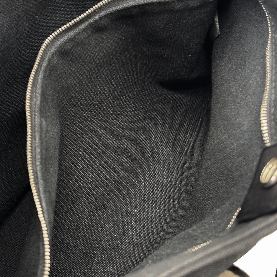 HERMES エルメス トートバッグ トロカホリゾンタルPM キャンバス/レザー ブラック