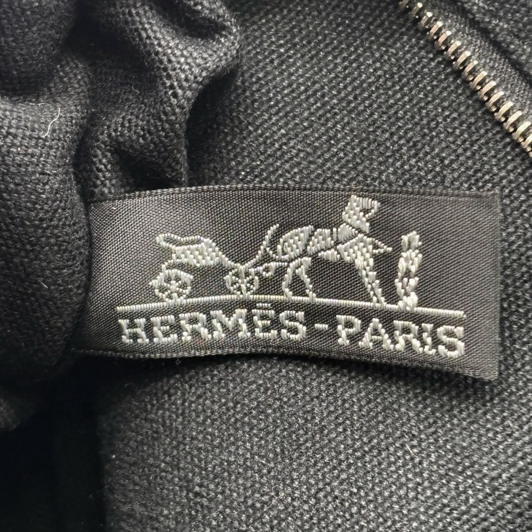 HERMES エルメス トートバッグ トロカホリゾンタルPM キャンバス/レザー ブラック