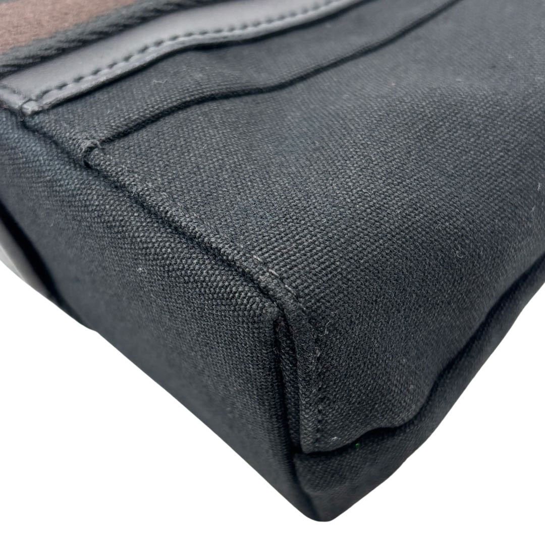 HERMES エルメス トートバッグ トロカホリゾンタルPM キャンバス/レザー ブラック
