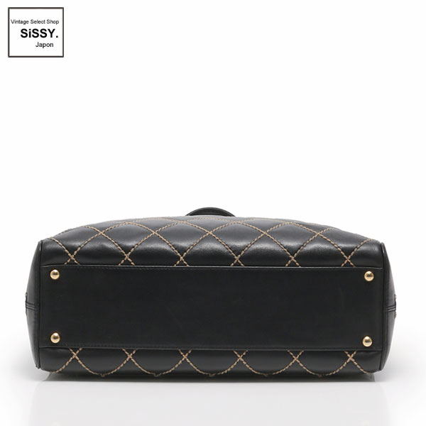 ■シャネル■ ボストンバッグ ワイルドステッチ レザー ブラック 【CHANEL】