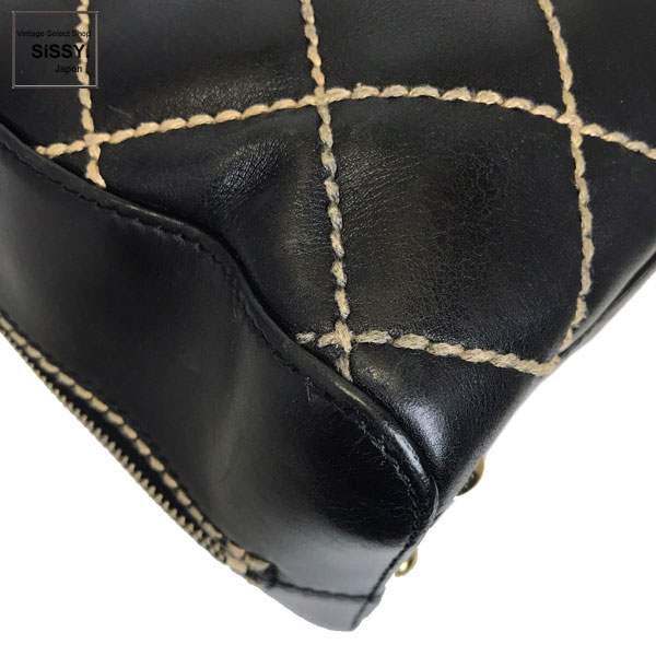■シャネル■ ボストンバッグ ワイルドステッチ レザー ブラック 【CHANEL】