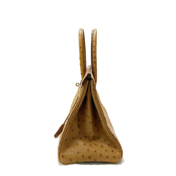 ■エルメス■ バーキン30 ハンドバッグ オーストリッチ ブラウン系/シルバー金具 □G刻印（2003年頃製造） 【HERMES】